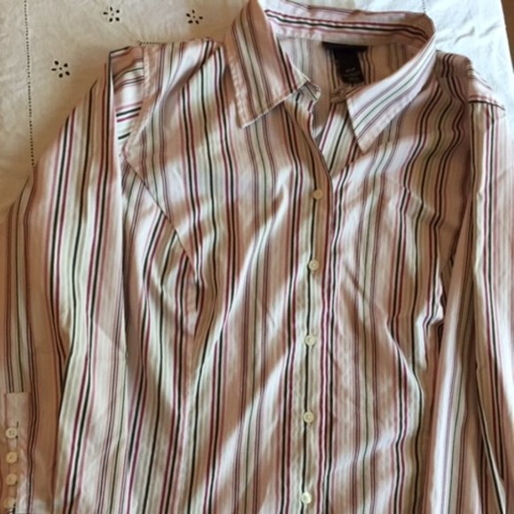 Lane Bryant, Blouse, pinks, white stripes, 22/224 - Picture 1 of 6
